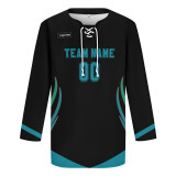 Custom Black Lake Blue Hockey Jersey