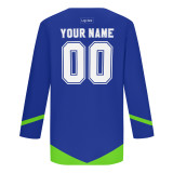 Custom Blue Green-White Hockey Jersey