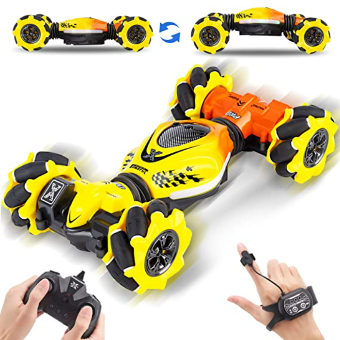 2.4G Gesture Sensing Remote Control Stunt Car with Four-Wheel Drive Christmas Children Gift red 45 Minutes Standby Suitable for Any Terrain Off-Road & Sports Status Remote Control Stunt Toy Car 
