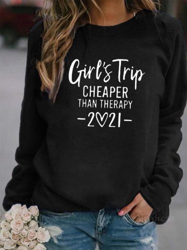 Girl's Trip Cheaper Than Therapy Women‘s Shift Cotton-Blend Casual Sweatshirt
