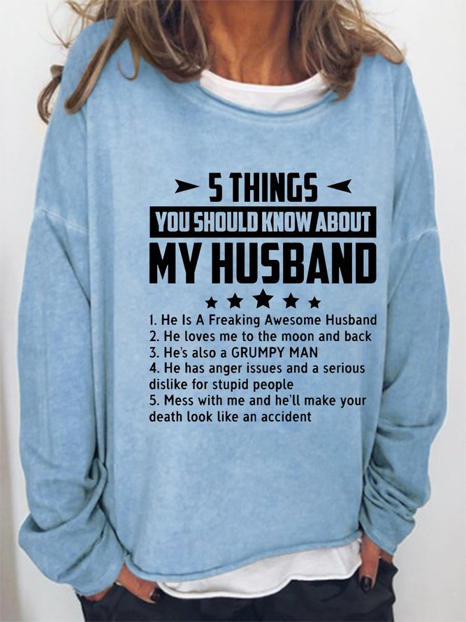Five Things About My Husband Round Neck Sweater