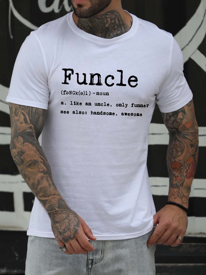 Funcle Crew Neck Short Sleeve Cotton Blends Shirts & Tops