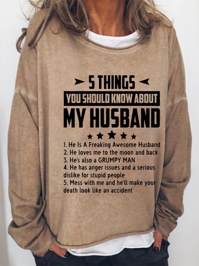 Five Things About My Husband Round Neck Sweater