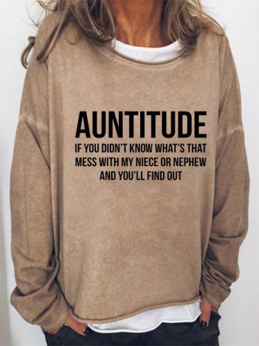Auntitude Crew Neck Loosen Casual Sweatshirt