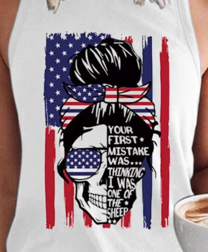 American Flag Skull Your First Mistake Graphic Tank