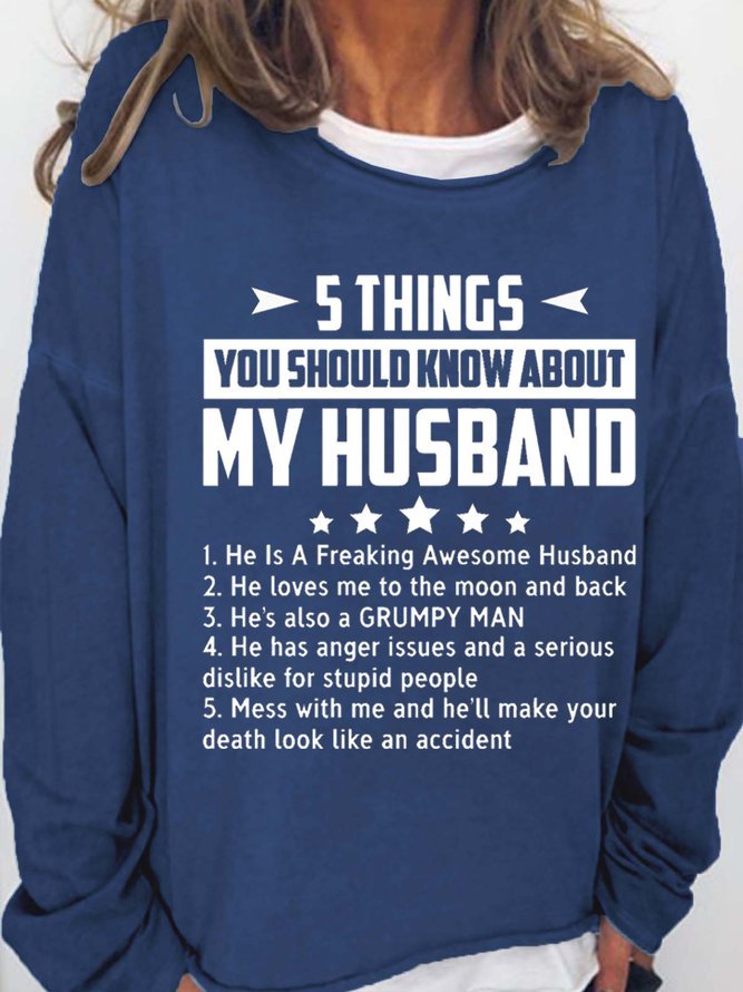 Five Things About My Husband Round Neck Sweater