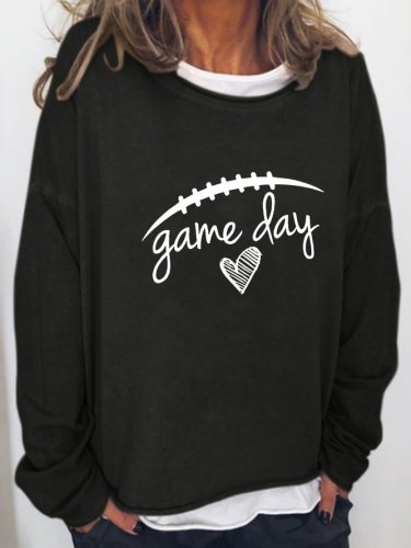 Game Day Print Round Neck Sweatshirt