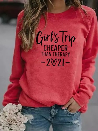 Girl's Trip Cheaper Than Therapy Women‘s Shift Cotton-Blend Casual Sweatshirt