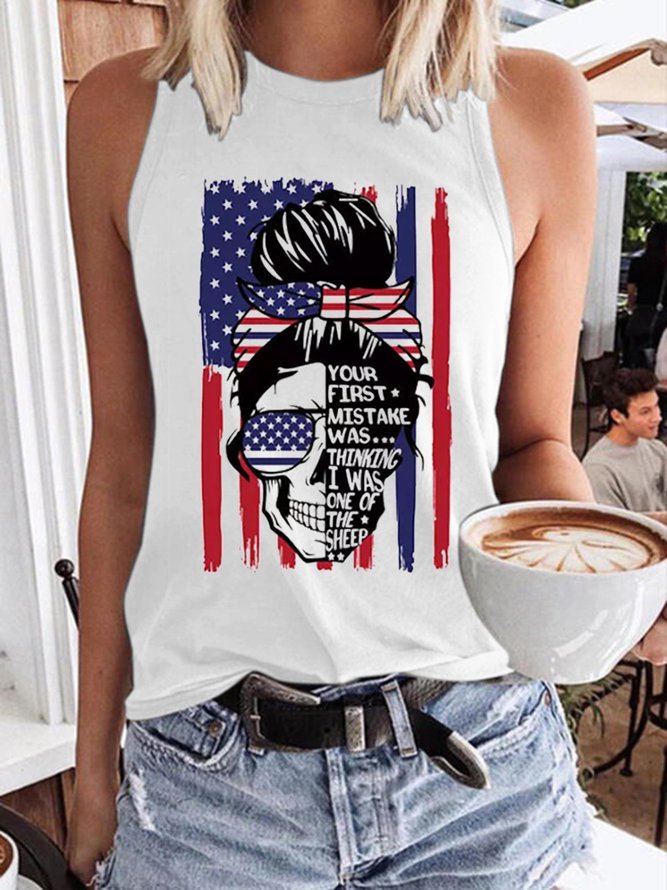 American Flag Skull Your First Mistake Graphic Tank