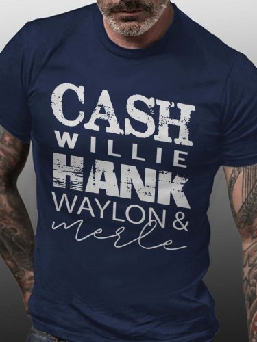 Cash Willie Hank Waylon Merle Cotton Blends Short Sleeve Shirts & Tops