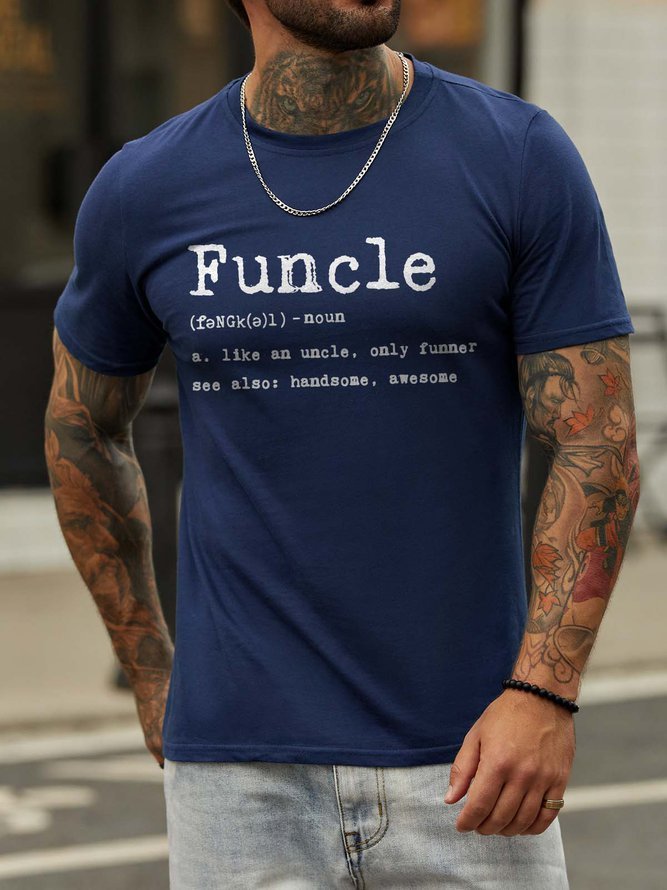 Funcle Crew Neck Short Sleeve Cotton Blends Shirts & Tops