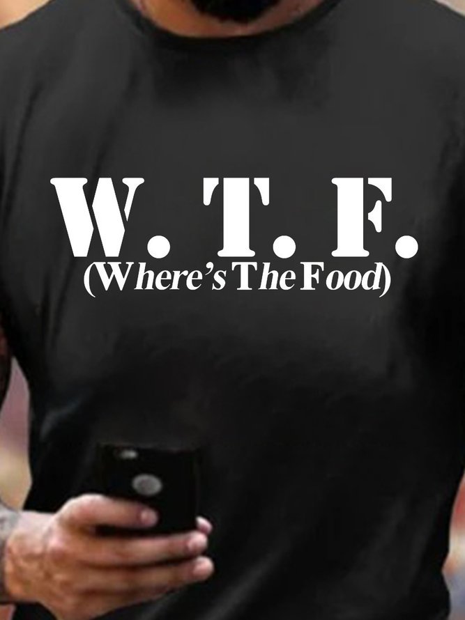 Casual W.T.F Printed Crew Neck Shirts & Tops