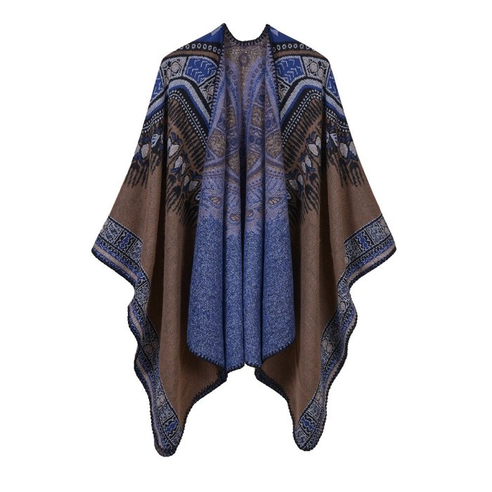 Abstract pattern thickening Ground Dual-use Double-Sided Shawl Cloak Womens Scarf Poncho Cape Poncho Blanket Wrap Coat Warm