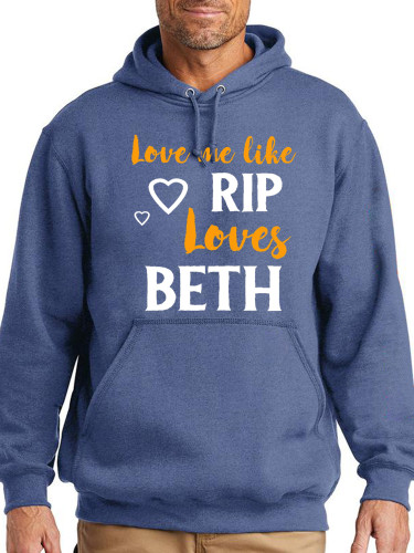 Love me Like Rip Love Beth Hoodies Pure Cutton Midwight Over Size 5XL Pocket String Hoodies For Men