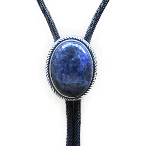 Silver Plated Blue Stone Polo Tie Blue Stone