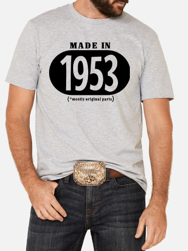 Men's Soft Cotton Made In 1953 Loose Casual Wear Tee With Oversize 5XL