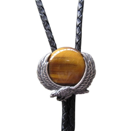 Silver plated inlaid eyeball stone Polo tie bolo the sun does not fall.Eagle