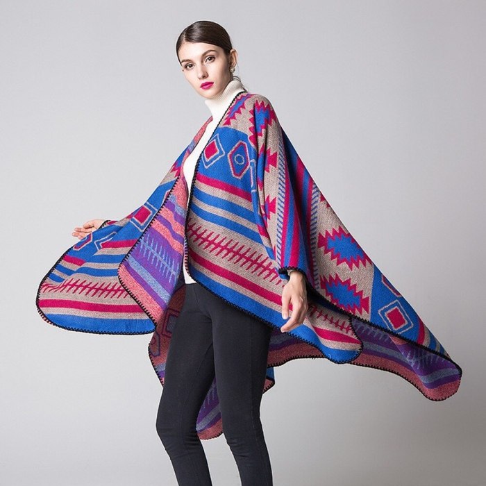 Geometric puzzle cloak foreign trade simple fashion thickened and long warm air-conditioned shawl travel blanket