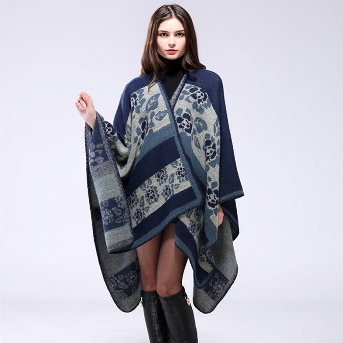 Two-sided Cashmere Imitation Wool Shawl Thickening Warm Womens Scarf Poncho Cape Poncho Blanket Cloak Wrap Shawl Coat Autumn