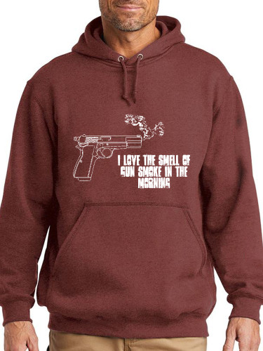 I Love The Smell Of Gun Smoke In The Moring Hoodie Midwight Over Size 5XL Pocket String Hoodie For Men