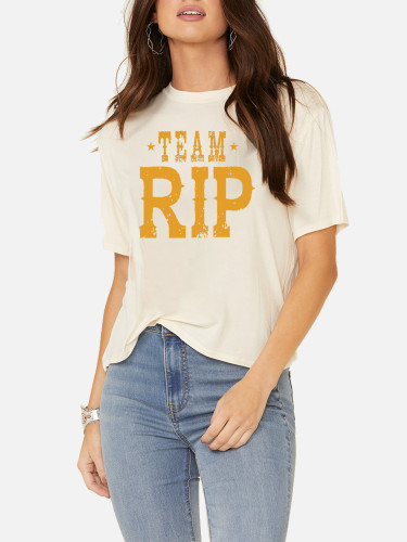 Soft Cotton Team Rip Slogan Loose Casual Wear Tee With Oversize 5XL For Women