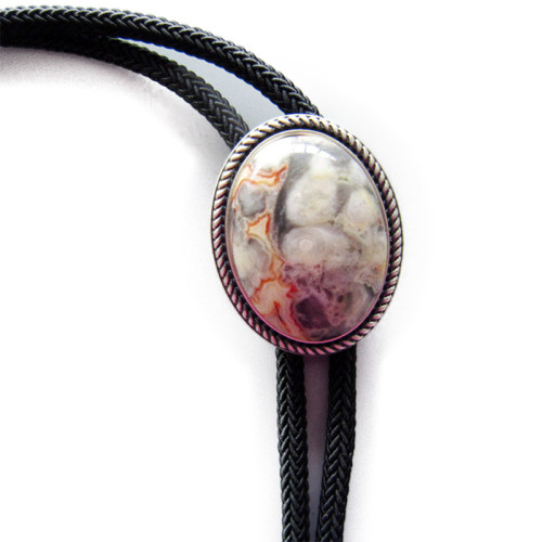 Silver-plated natural crazy agate jade Polo tie Bolo tie export money