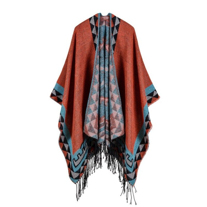 New Two-sided Gradigan Fashion Women's Reversible Cashmere Warm Scarf Diamond Tassel Poncho Cape Wrap Shawl Blanket Cloak Coat