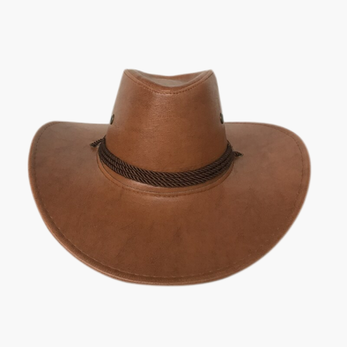 Faux Leather Cowboy Hat Men Jazz Panama Wide Brim With Wind Rope Western Cowgirl Chapeau de Cowboy Cuir Adulte