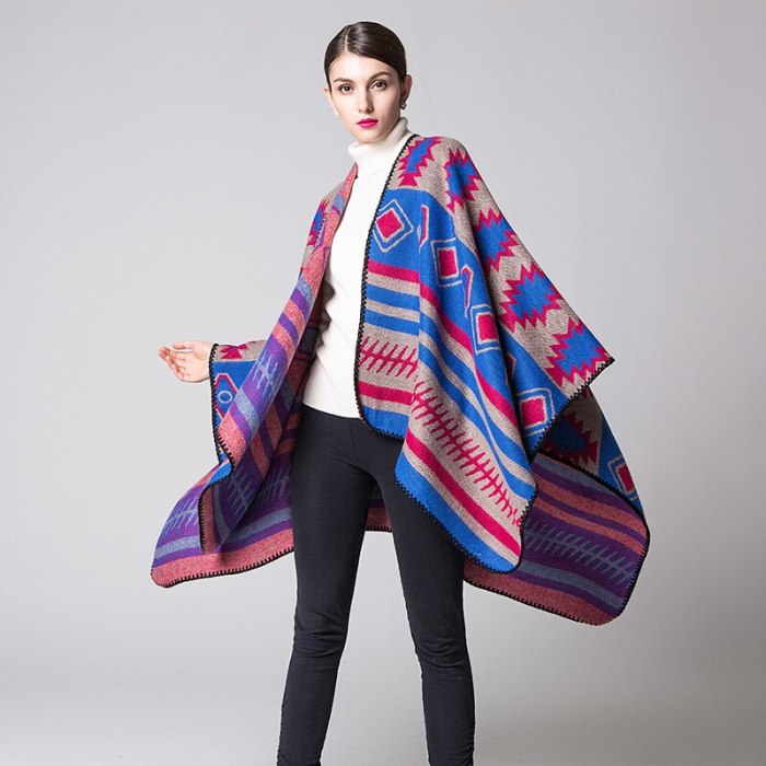 Geometric puzzle cloak foreign trade simple fashion thickened and long warm air-conditioned shawl travel blanket