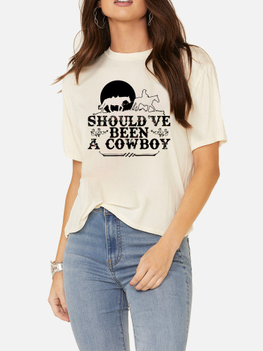 Soft Cotton Should've Been A Cowboy Loose Casual Wear Tee With Oversize 5XL for Women