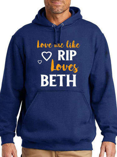 Love me Like Rip Love Beth Hoodies Pure Cutton Midwight Over Size 5XL Pocket String Hoodies For Men