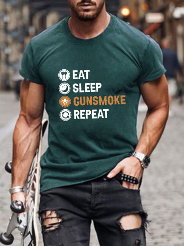 Short Sleeve Eat Sleep Cunsmoke Repeat T-shirt S-5XL for Men