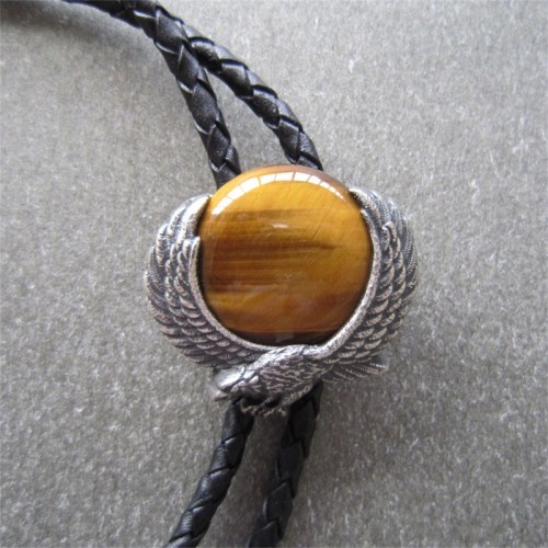 Silver plated inlaid eyeball stone Polo tie bolo the sun does not fall.Eagle
