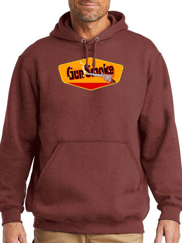 Gun Smoke Sign Hoodie Midwight Over Size 5XL Pocket String Hoodie For Men