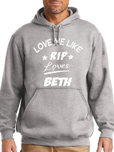 Love Me Like Rip Love Beth Hoodies Pure Cutton Midwight Over Size 5XL Pocket String Hoodies For Men