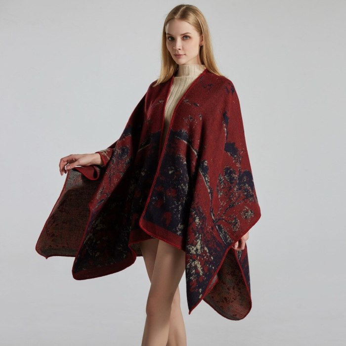New European And American Style Fashion Geometric Color Imitation Comfortable Temperament Warm Poncho Shawl Scarf