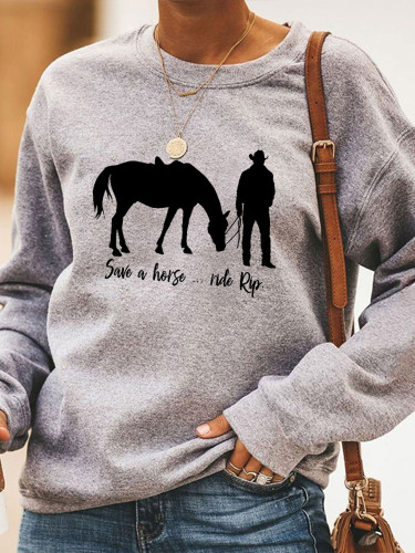 Rip Save A Horse Ride Rip Print Women's Pullover Drawstring Hoodie