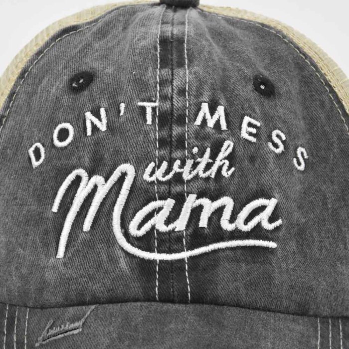 Mama cross Mesh Hat elastic ponytail hat letter Embroidered Baseball Hat washed old