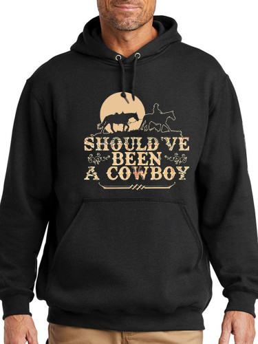 Should've Been A Cowboy Hoodie Midwight Over Size 5XL Pocket String Hoodie For Men