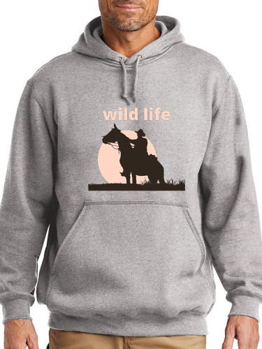 Wild Life Hoodie Midwight Over Size 5XL Pocket String Hoodie For Men
