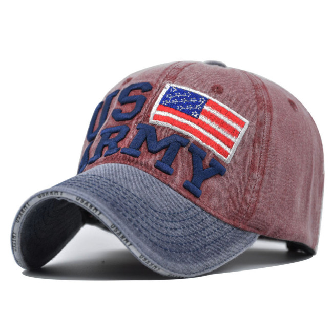 American flag washed baseball cap spring and summer 3D embroidered letter baseball cap