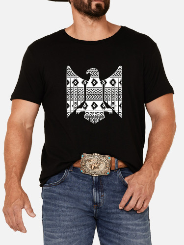 Aztec Eagle Native Pattern Men's Casual Cotton T-Shirt