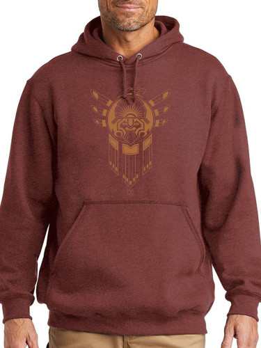 Aztec Native American Feather Indian Pattern Men's Long Sleeve Casual Hoodie with Pocket
