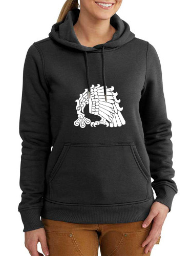 Aztec Native Tribe Eagle Bird Pattern Women's Long Sleeve Casual Hoodie with Pocket