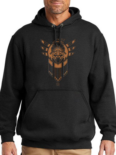 Aztec Native American Feather Indian Pattern Men's Long Sleeve Casual Hoodie with Pocket