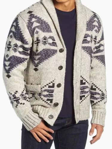 Western Vintage Sweater Jacquard Outer Wear Aztec Sweater Long-Sleeved Knitted Jacket Male