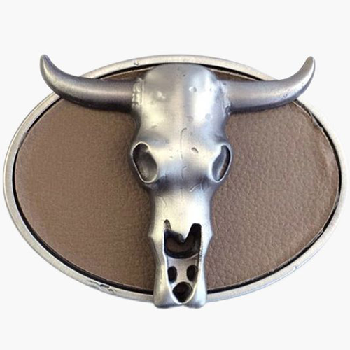 Western Cowboy Bull Head Belt Buckle Cow Skull Stick Leather Belt Buckle