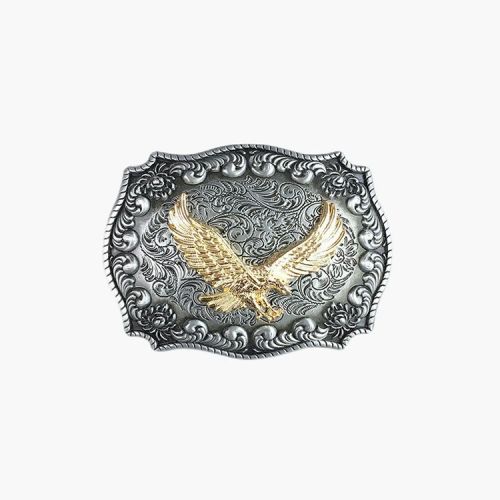 Plated Gold Classic Cowboy Belt Buckle Gold Flying Eagle Large Size Bar Buckle