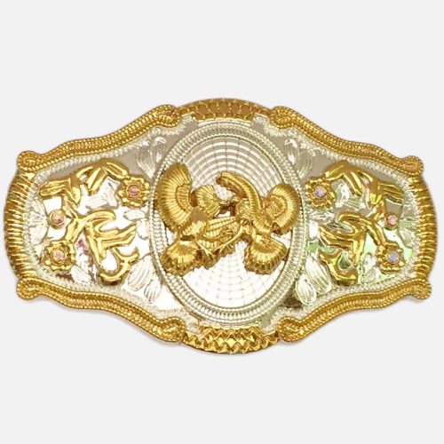 Large Cowboy Belt Buckle(4.21  *2.67 )Inch Zinc Alloy Gold Eagle And Bull'S Head Size 10.7X6.8Cm