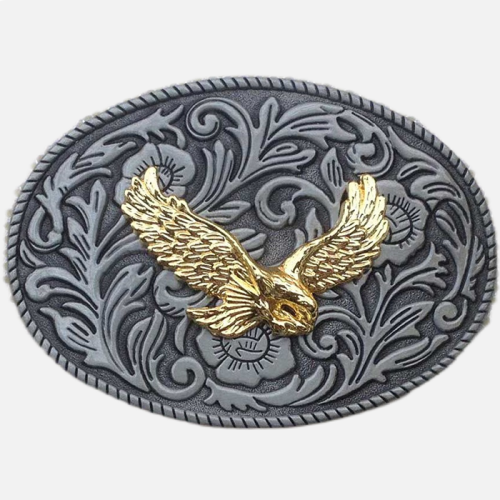 Vintage Cowboy Belt Buckles Zinc Alloy Eagle With Flower Pattern Size 9.8X7.0 CM